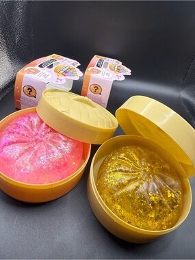 Krazy Sparkle Dumpling Hard squishy fidget toy Gold and Pink lot of 2